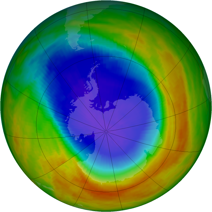 Antarctic ozone map for 22 October 1991